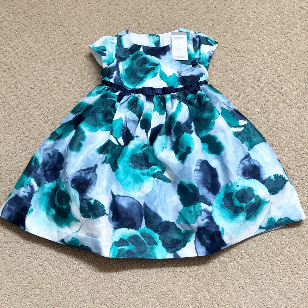 NWT Gymboree Floral Blue and Green Kids Dress